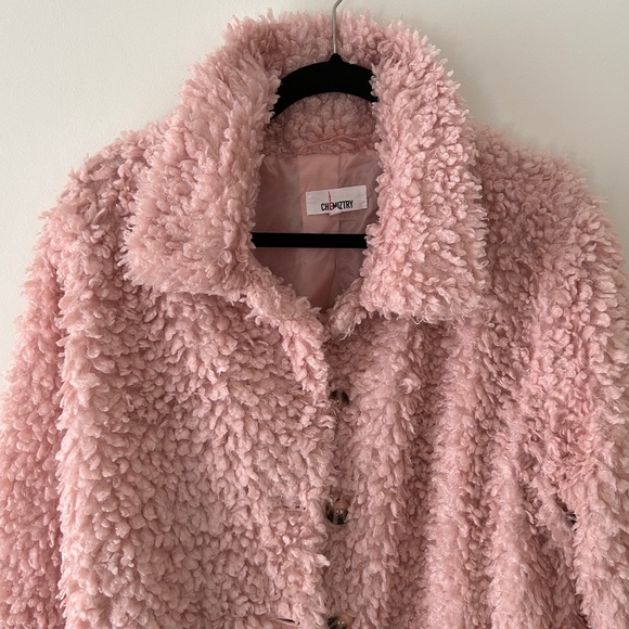 Love Chemiztry Pink Sherpa Faux Fur Fuzzy Teddy Jacket - Picture 2 of 16
